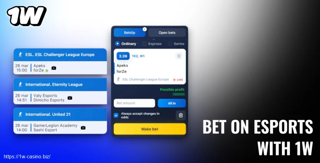 Esports Wagering at 1w